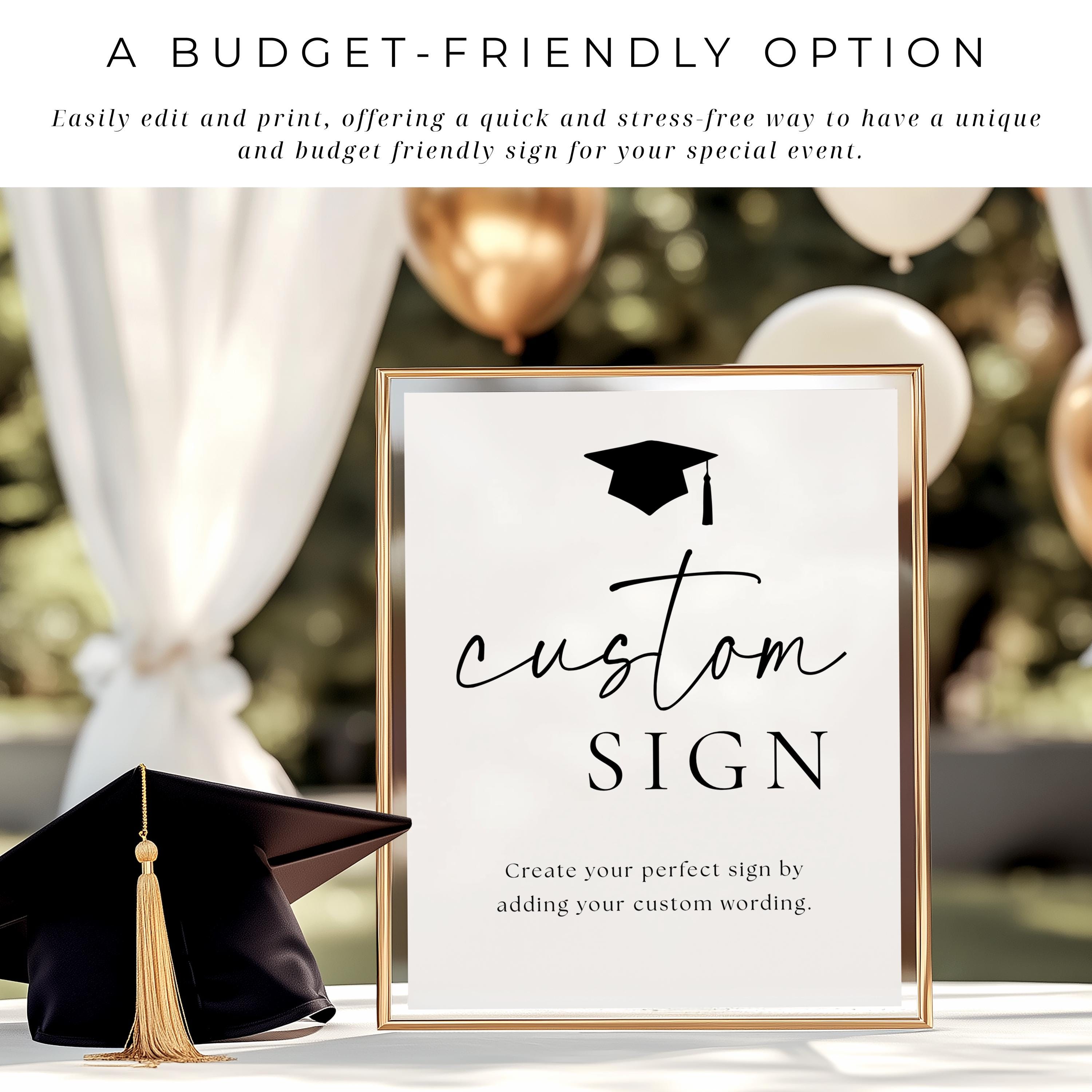 Graduation Sign In Small Custom Editable Graduation Party Sign Template Minimalist Graduation ...