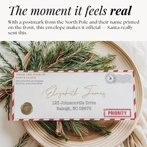 Digital Santa envelope with editable fields and calligraphy font, creates an unforgettable holiday moment for your kids