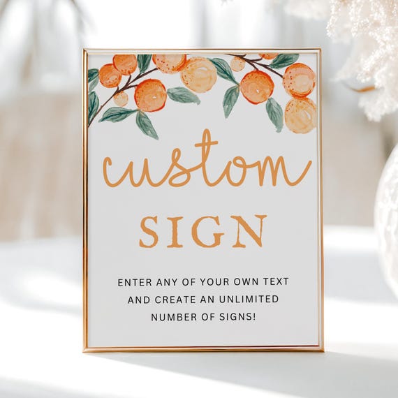EDITABLE Custom Text Sign, Little Cutie Baby Shower, Clementine Baby Shower, Little Cutie Is on the Way, Orange, Printable
