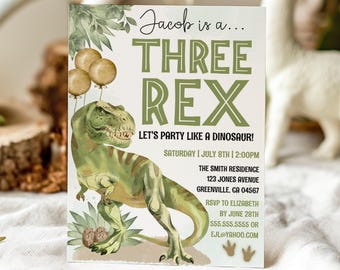Three Rex Invitation, Three Rex Birthday Invitation, Dinosaur Birthday Invitation, Dinosaur Invitation, Dinosaur Birthday Decorations