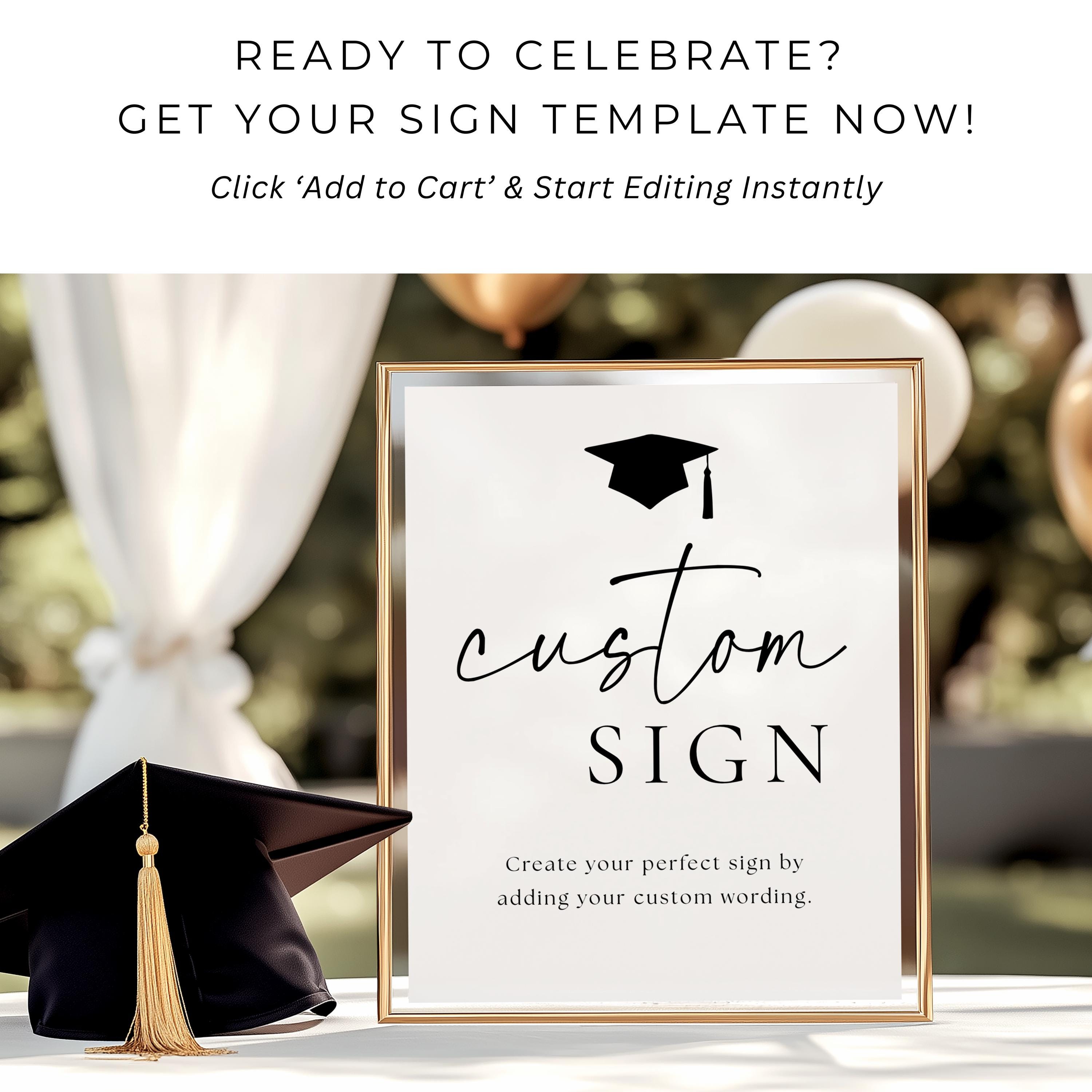Grad Sign Templates Custom Editable Graduation Party Sign Template Minimalist Graduation ...