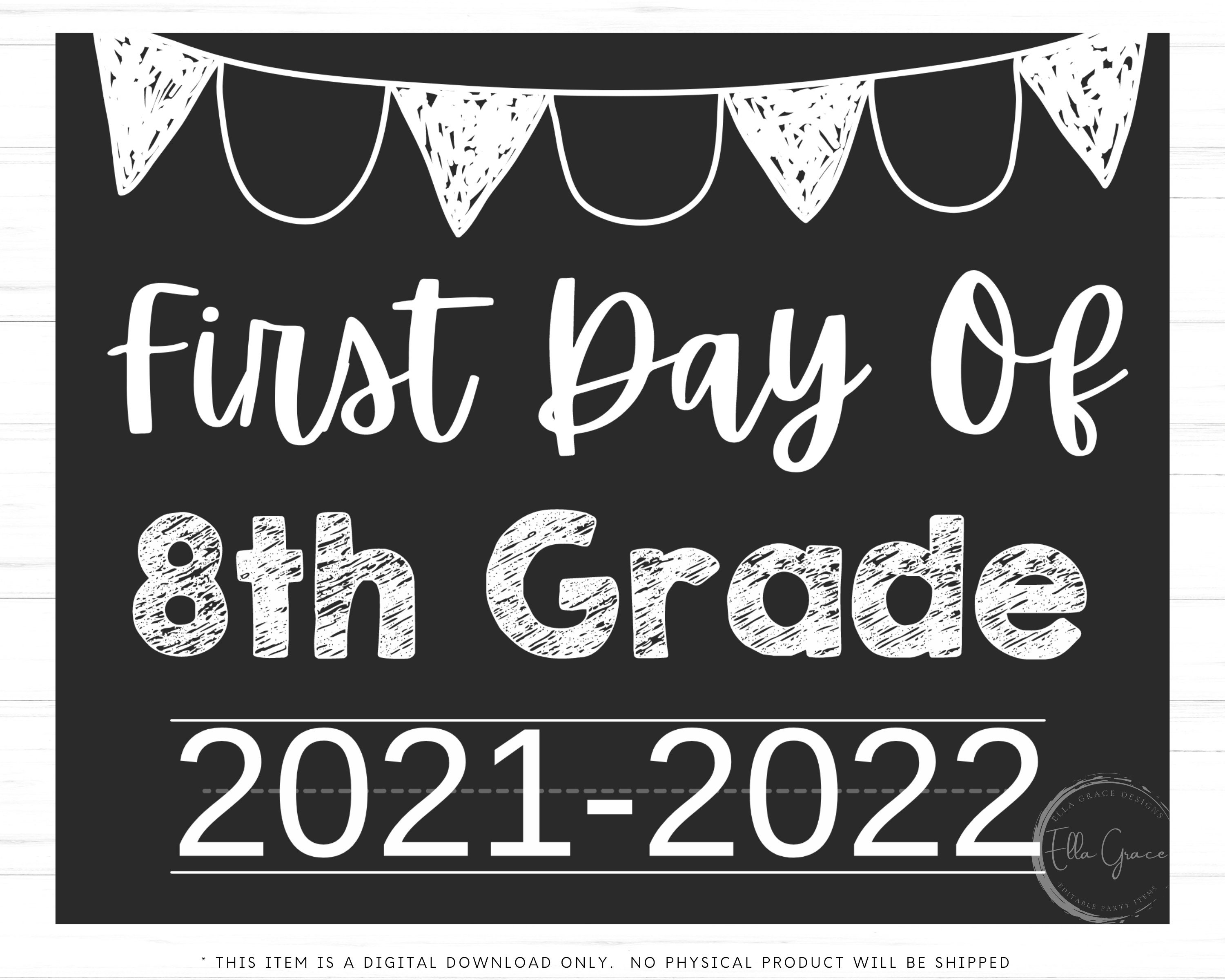 First Day of Eighth Grade Sign First Day of School Sign Etsy