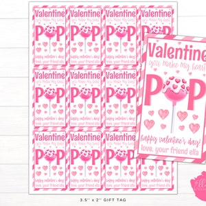 Editable Valentine's Day Tag, Cake Pop Valentine's Tag, Cake Pop Tag ...