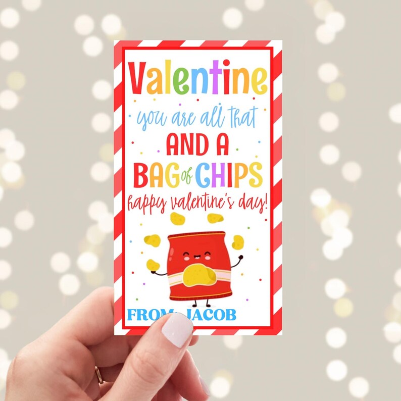 Editable Chip Bag Valentine's Day Gift Tag