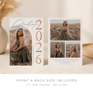 double sided senior invite and thank you card set