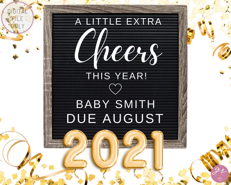 Editable New Years Eve Pregnancy Announcement 2021 New Years Social Media Pregnancy Announcement New Year Digital Pregnancy Announcement