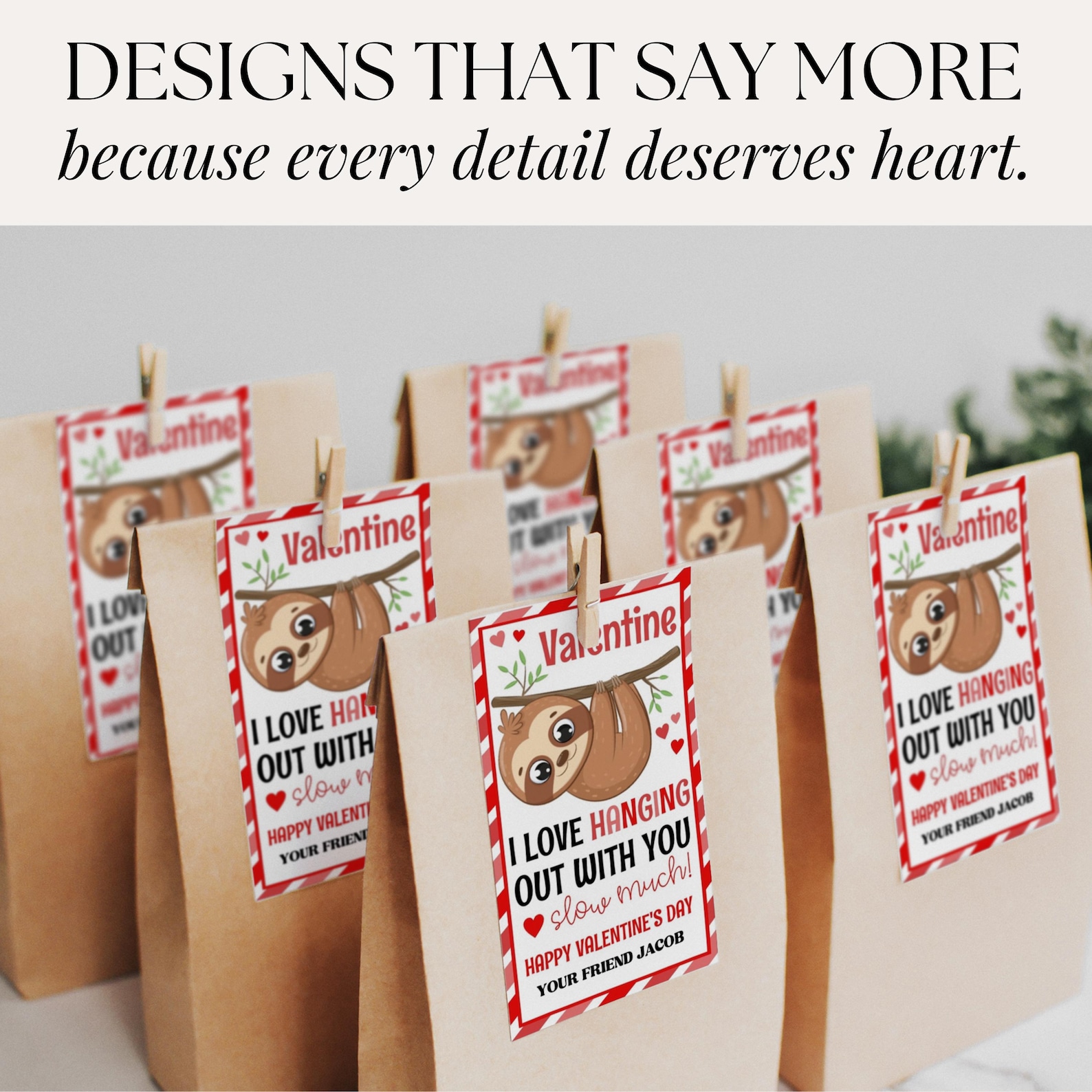 Sloth Valentine Tags for Kids Printable Classroom Exchange Valentine ...