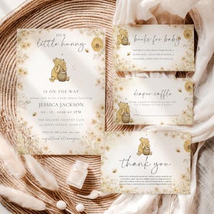 Invitation pour une fête prénatale Winnie l'Ourson, Invitation classique pour une fête prénatale Winnie l'Ourson, Invitation pour une fête prénatale Winnie l'Ourson, Pack pour fête prénatale