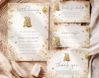Winnie The Pooh Baby Shower, Classic Winnie The Pooh Baby Shower Invitation, Baby Shower Invitation Winnie The Pooh, Baby Shower Bundle