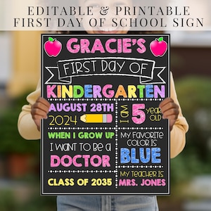 First Day of School Sign, First Day of School Sign Printable, First Day of School Sign Editable, Back to School Sign Printable, Reusable