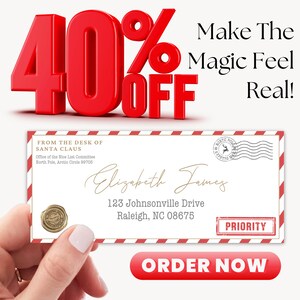 Authentic-looking Santa envelope download with vintage style and holiday charm, perfect for moms of young children