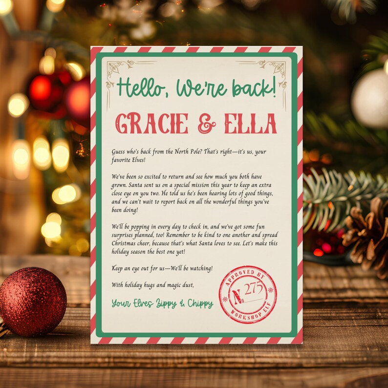 Editable Elves We're Back Letter Elves Arrival Letter Elves Return