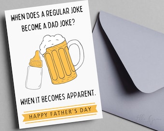 Printable Card for Husband, Funny Father's Day Card, New Father, Dad Joke, Father's Day Card, First Father's Day, New Dad Father's Day Card