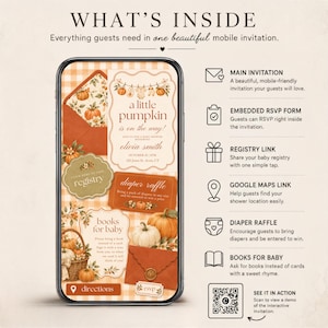 Editable Raffle List A Little Pumpkin is on the Way Baby Shower Website Invitation, Editable ...