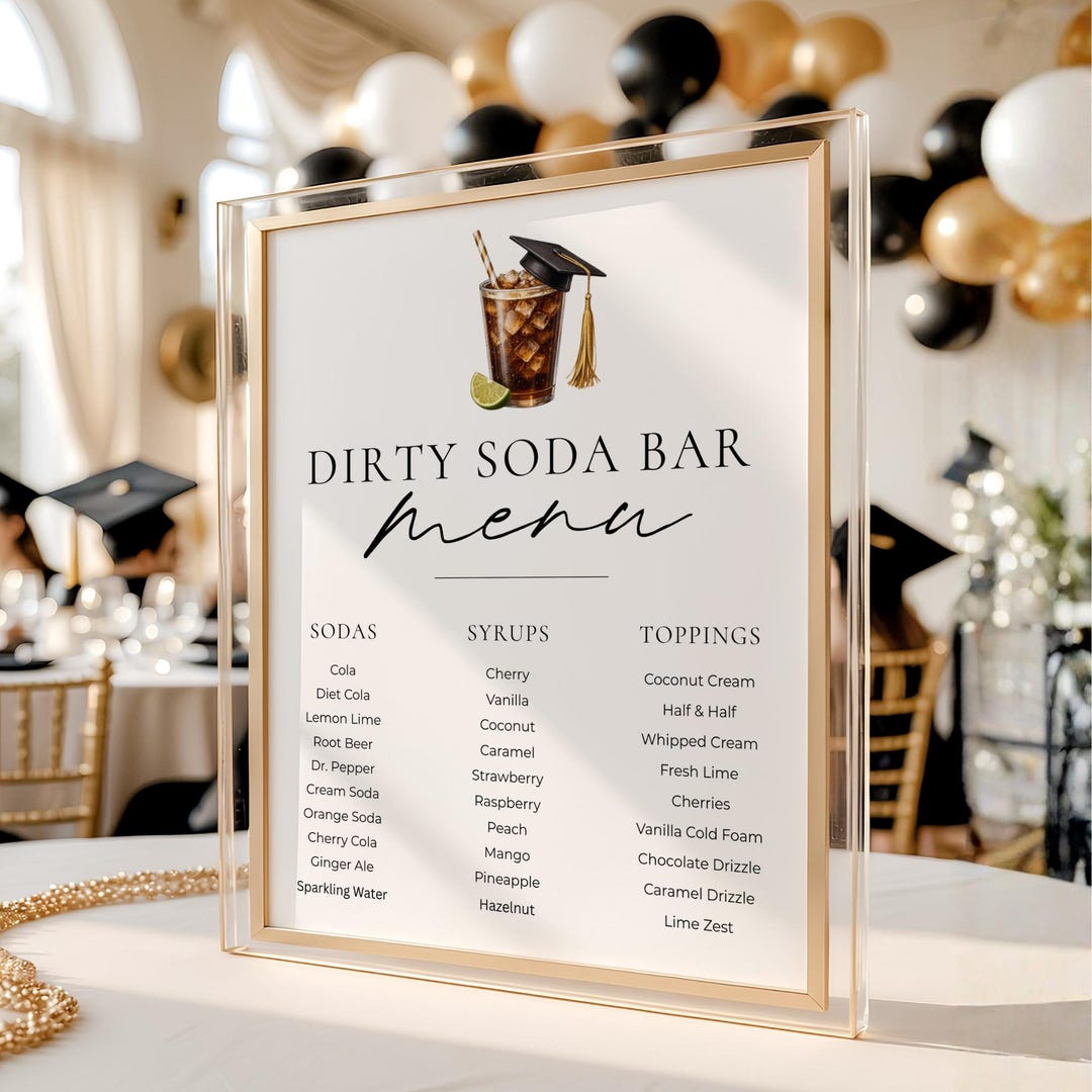 Graduation Dirty Soda Bar Menu Sign Template Editable in Canva ...