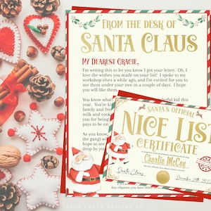 EDITABLE, Carta de Santa, Imprimible, Carta de Santa, Correo de Santa del Polo Norte, Caja de Nochebuena, Descarga instantánea, Certificado de lista de Niza