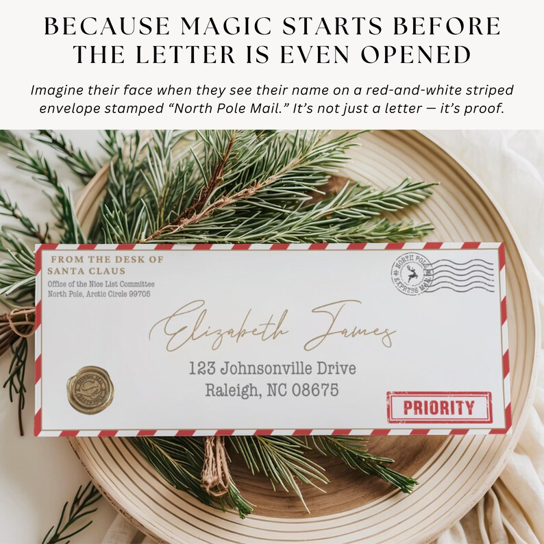Fully editable Santa mail template in PDF, helps parents deliver magical mail from Santa right to the mailbox