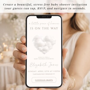 Mobile baby shower invitation with Google Maps link