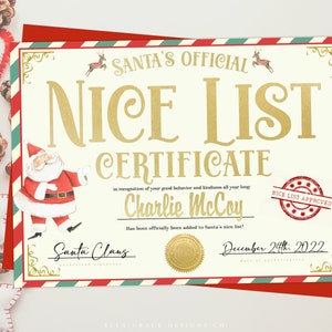 Editable Letter from Santa, Official Nice List Certificate From Santa, Christmas Santa Letter, Personalized Letter, Custom Letter, Printable