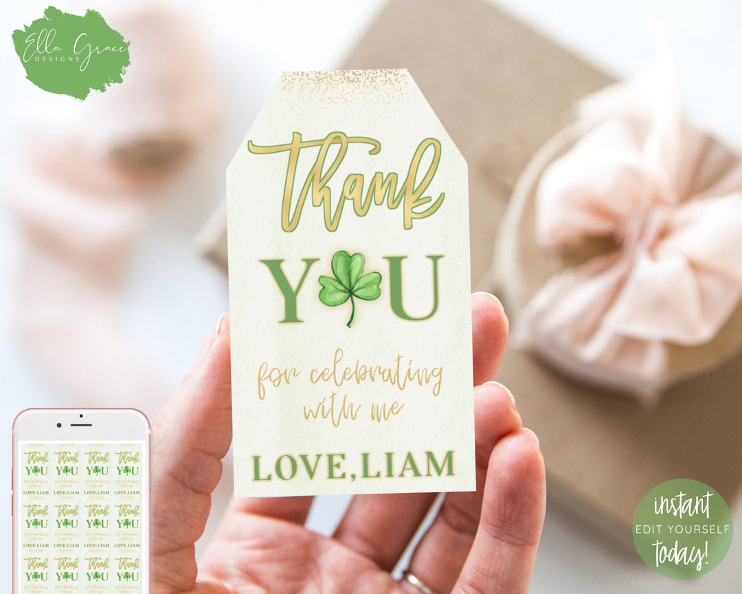 Editable St Patrick's Day Favor Tags, St. Patricks Day Thank You Tags ...