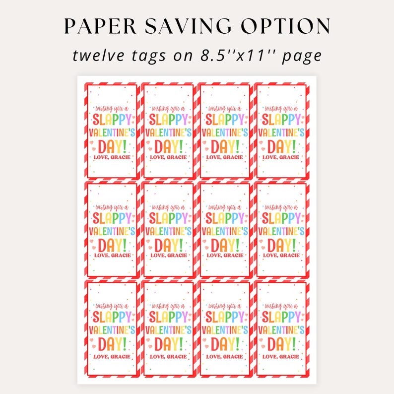 twelve tags per page on letter size paper