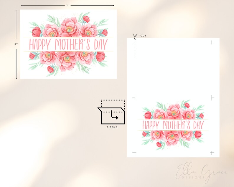 Mothers Day Card Printable, Happy Mother's Day Card, Printable Mother's Day Card, Digital Download, Watercolor Floral, PDF image 3
