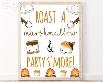 Roast a Marshmallow and Party S'more Sign, Smore Fun Birthday Sign, Smore Bar, Smores Baby Shower, Outdoor Party Table Decor PRINTABLE