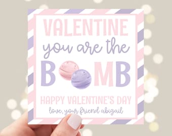 Etiqueta de San Valentín de bomba de baño, San Valentín de bomba de baño para niños, Bomba de baño San Valentín imprimible, Bombas de baño San Valentín