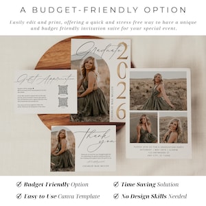 graduation thank you card template with matching invite
