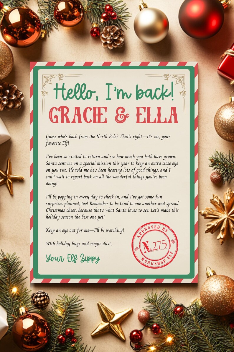 Editable Elf I'm Back Letter Elf Arrival Letter Elf Return Letter Christmas Elf Welcome Back Letter Instant Download for Kids image 10