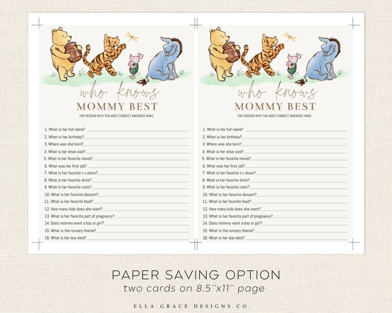 60 Pooh Baby Shower Games Editable Winnie the Pooh Classic - Etsy