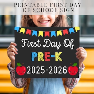 First Day of Pre-K Sign, First Day of School Sign, Pre-K Chalkboard Sign, First Day of School Printable Photo Prop, Instant Download