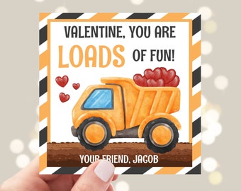 Construction Valentines Day Tags, Kids Construction Truck Valentines, Construction Valentines Downloads, Construction Valentines Cards