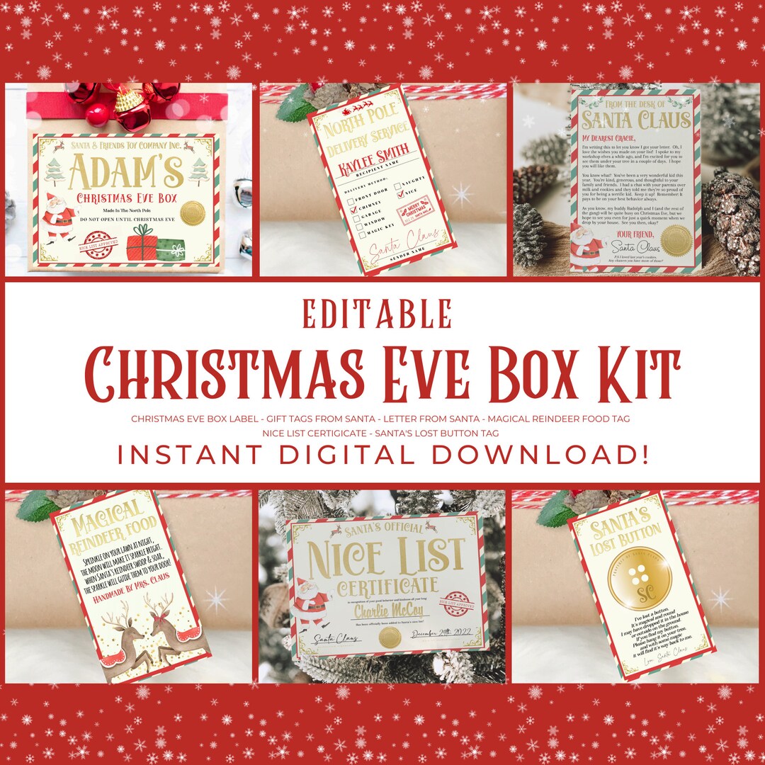 Editable, Christmas Eve Box, Letter From Santa, Nice Certificate ...