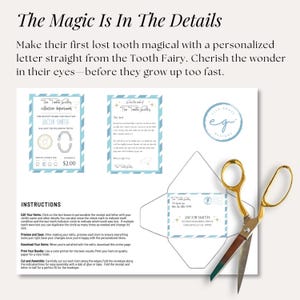 Beautifully designed printable Tooth Fairy stationery set for kids, ideal for parents to use under the pillow after a tooth is lost.