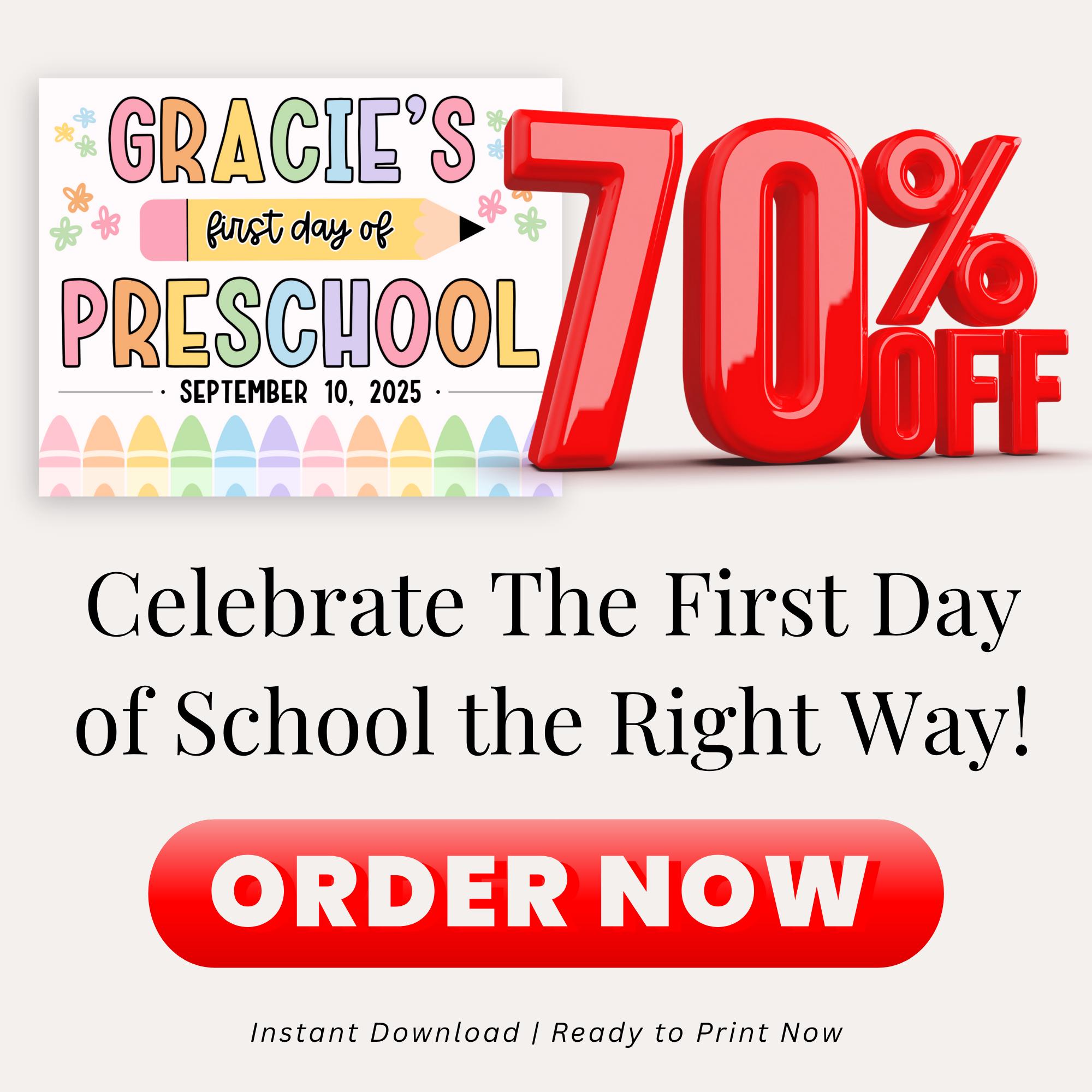 Editable First Day of Preschool Sign Girl 2025 Pastel Digital Download ...