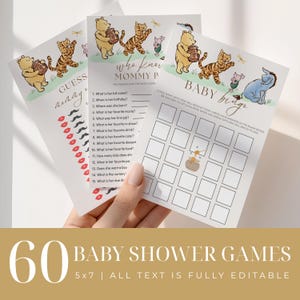 60 Pooh Baby Shower Games, Editable Winnie The Pooh Classic Party Games, Printable Baby Shower Games, Virtual Baby Games, Printable DIY