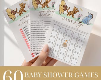60 Pooh Baby Shower Games, Editable Winnie The Pooh Classic Party Games, Printable Baby Shower Games, Virtual Baby Games, Printable DIY