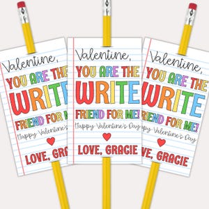 Write Valentine Printable, Write Valentines Tag, Kids Valentines Cards For School Pencil, Write Valentine Card, Valentine Pencil Holder