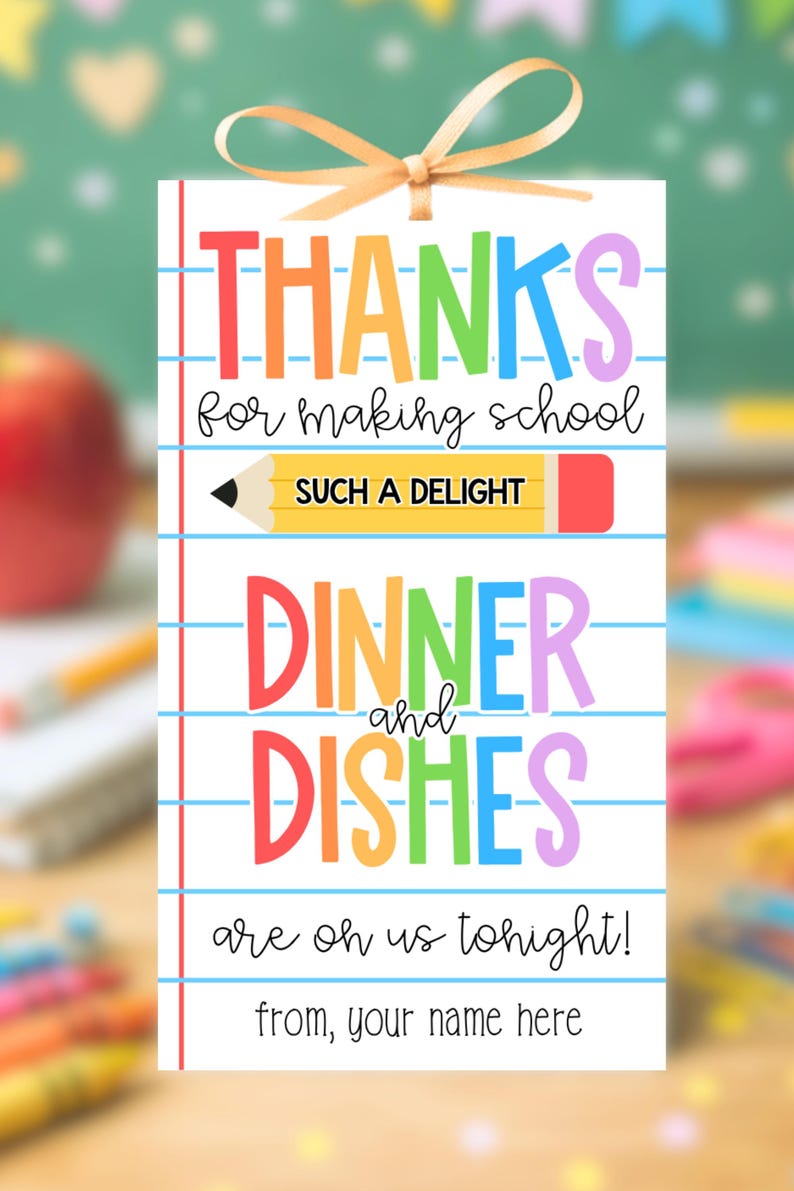 staff appreciation printable gift tag dinner theme