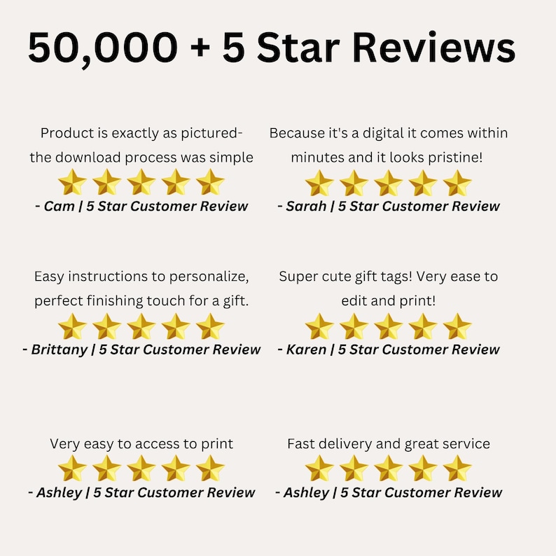50000 plus 5 star reviews