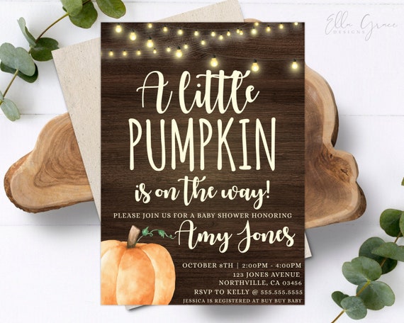 Editable Pumpkin Baby Shower Invitation Set Editable Little - Etsy