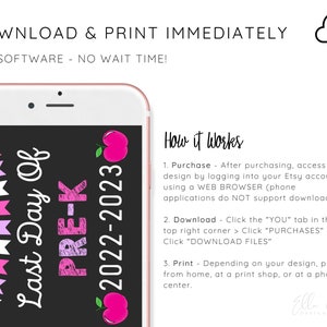 Last Day of Pre-k Sign, Last Day of School Sign, Pre-k Chalkboard Sign ...