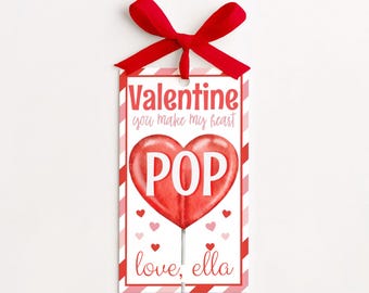 Valentines Day Tags For Lollipops, Lollipop Valentine Tag, Lollipop Valentine Printable, Lollipop Valentine Card For Kids, Editable