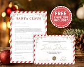 Printable Santa Letter Custom Nice List Certificate Kids Christmas Mail Holiday Envelope Digital Christmas Bundle from Santa Claus