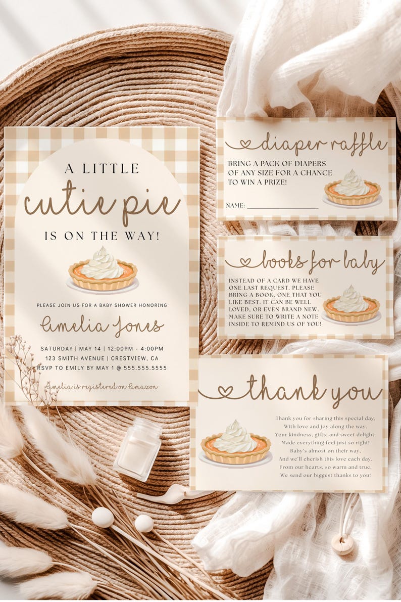 Coordinated invitation set for baby shower planners looking for a unique, professionally designed digital template.