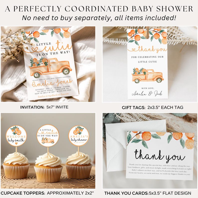 Editable Little Cutie Baby Shower Bundle