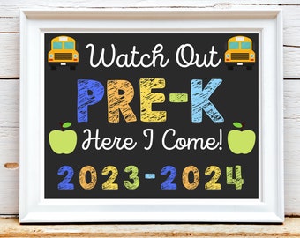 First Day of Pre-K Sign, First Day of School Sign, Pre-K Chalkboard Sign, First Day of School Printable Photo Prop, Instant Download