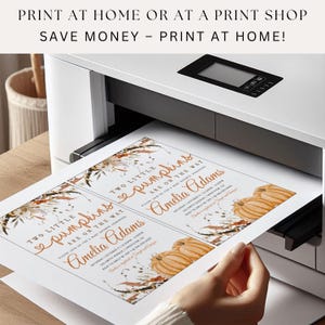 Autumn-themed baby shower template for twins, includes free evite and printable download.