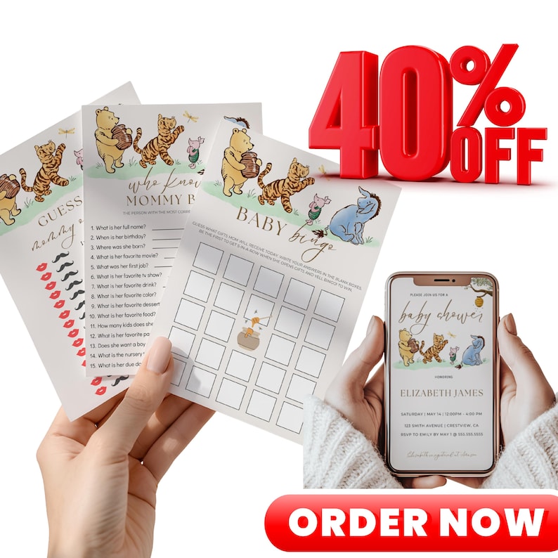 Editable Winnie The Pooh Classic Party Games